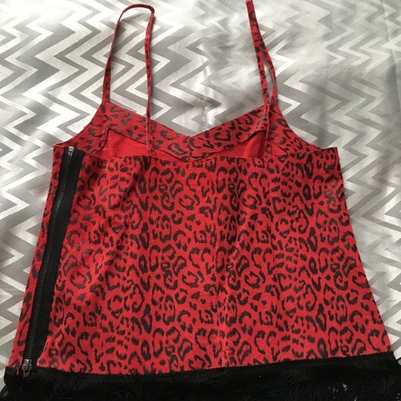 ASOS Red leather animal print fringe cami - Picture 2 of 5